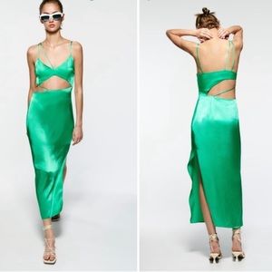 ZARA NEW ASYMMETRIC SATIN-FINISH DRESS 3521/260